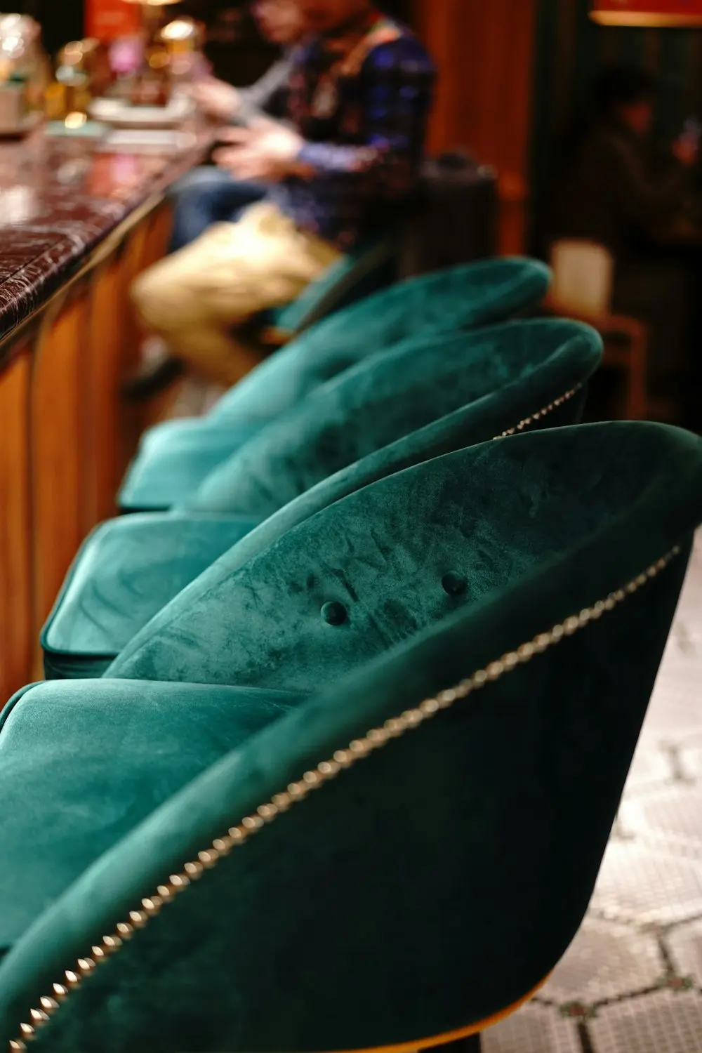 Reupholstered velvet sofa with stud detailing Lee Verity Upholstery Wakefield